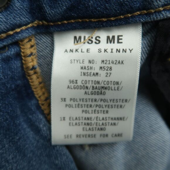 Miss Me Jeans Women's Size 28 Blue Mid-Rise Ankle Skinny 27" Inseam Distressed - Picture 11 of 16